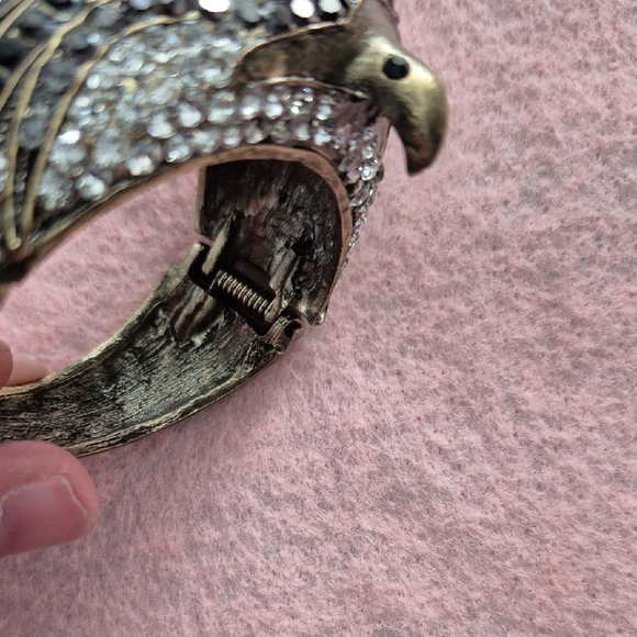 Crystal Pavé Peacock Cuff Bracelet - Black and Clear - Picture 10 of 10